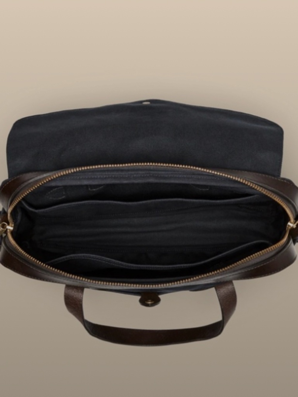 FILSON NWT Navy Blue Original Briefcase with Brown Leather Trim - Picture 2 of 11